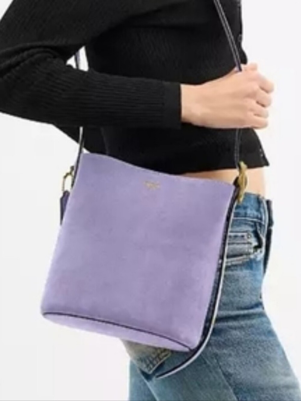 COACH Suede Bleecker Bucket Bag 21 Lavender Crossbody Pouch CCW84 NWT - Picture 4 of 13